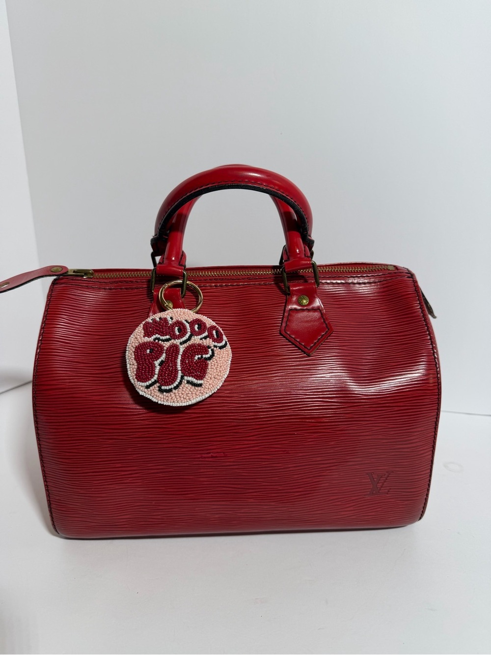 Red Louis Vuitton Leather Speedy 25